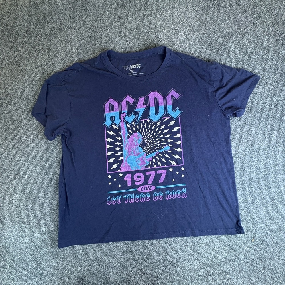 Time And Tru T Shirt Womens 3XL Blue Let There Be Rock Graphic Music Studio